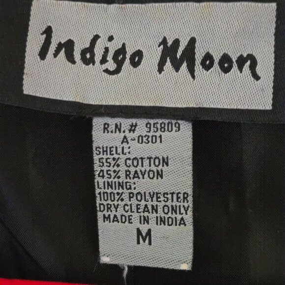 Indigo Moon Vintage Mixed Media Embroidered Patch Jacket Art To Wear Size M - Picture 6 of 6